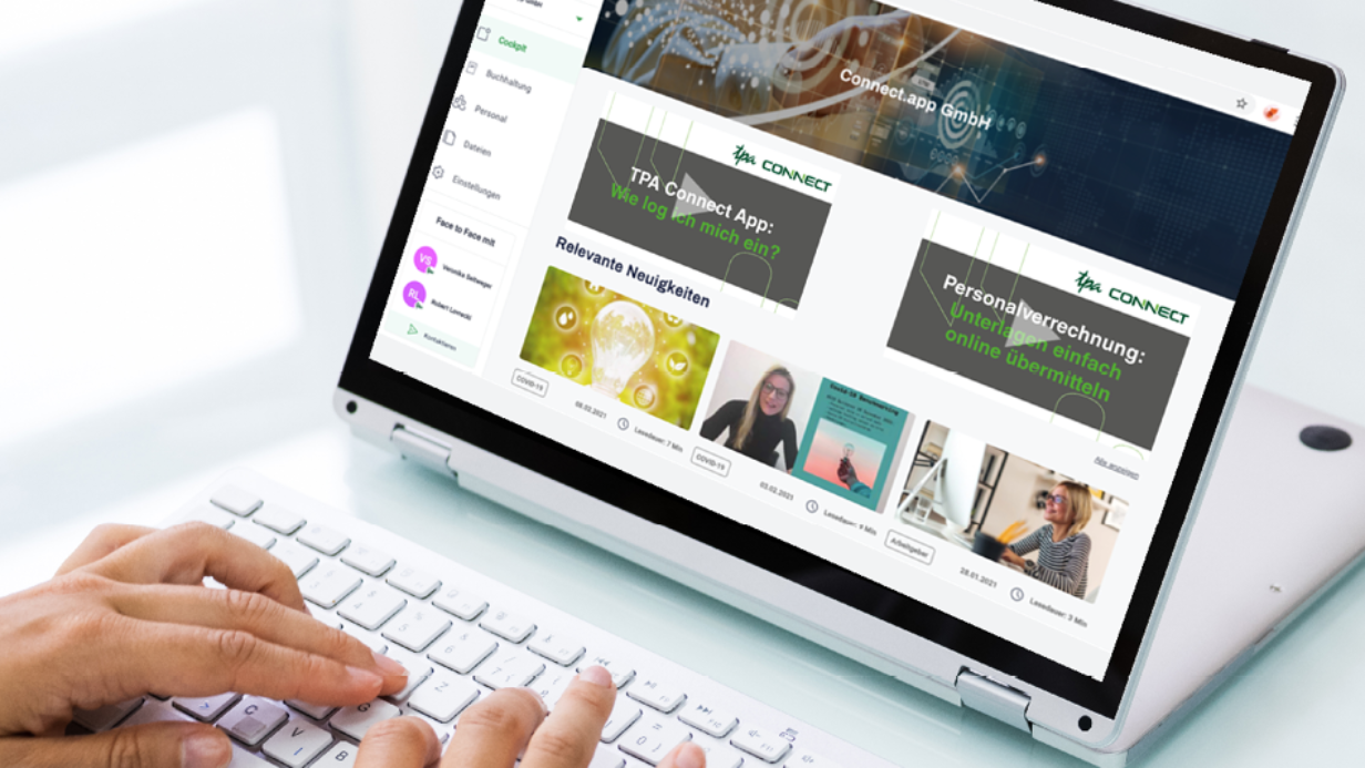 TPA Connect - Startseite der Web-Plattform