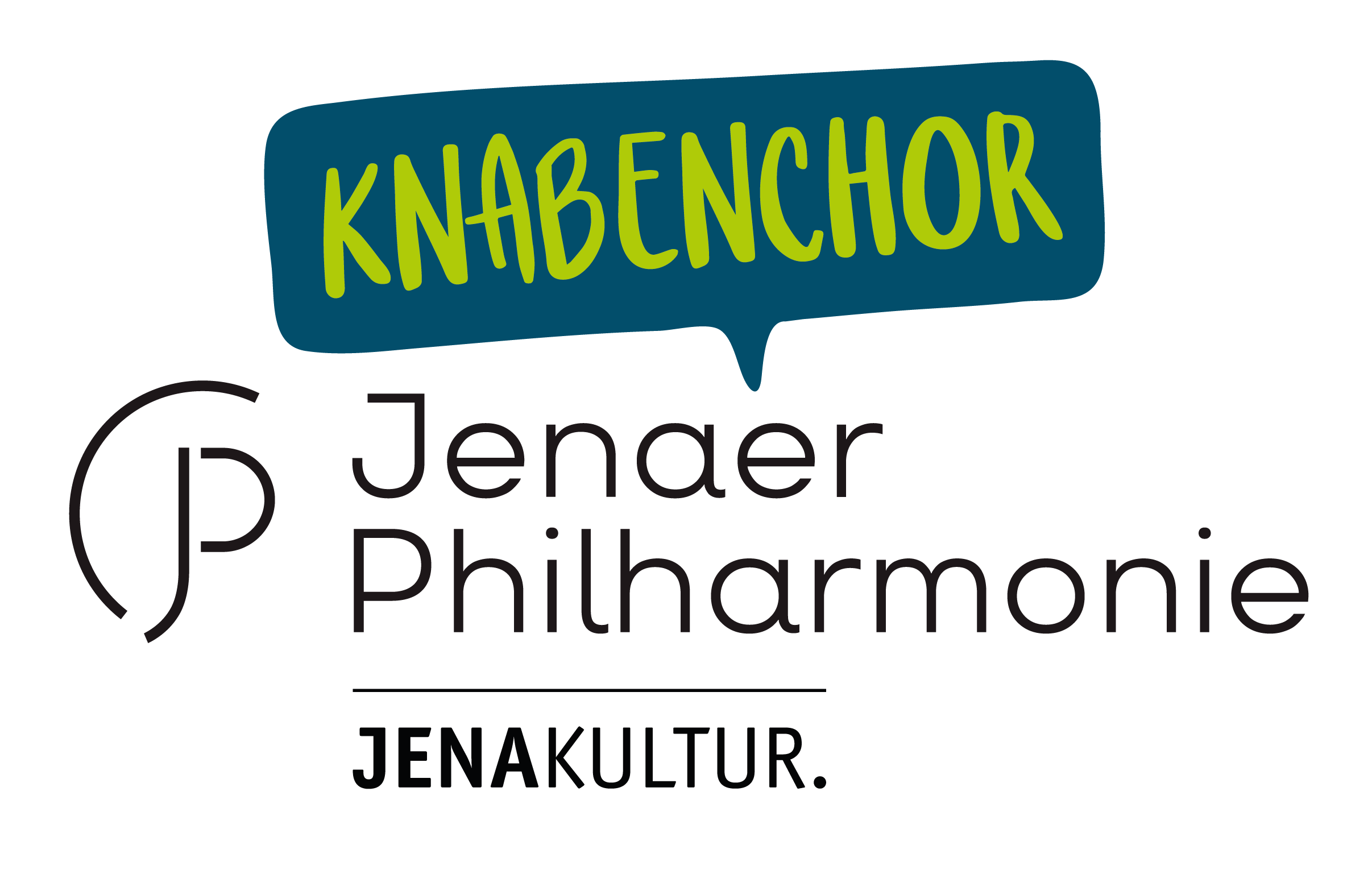 Logo des Knabenchor Jenaer Philharmonie mit Schriftzug und stilisiertem JP-Symbol.