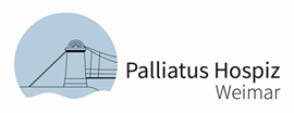 Logo von Palliatus Hospiz Weimar mit stilisiertem Leuchtturm und Brücke in blauem Kreis.