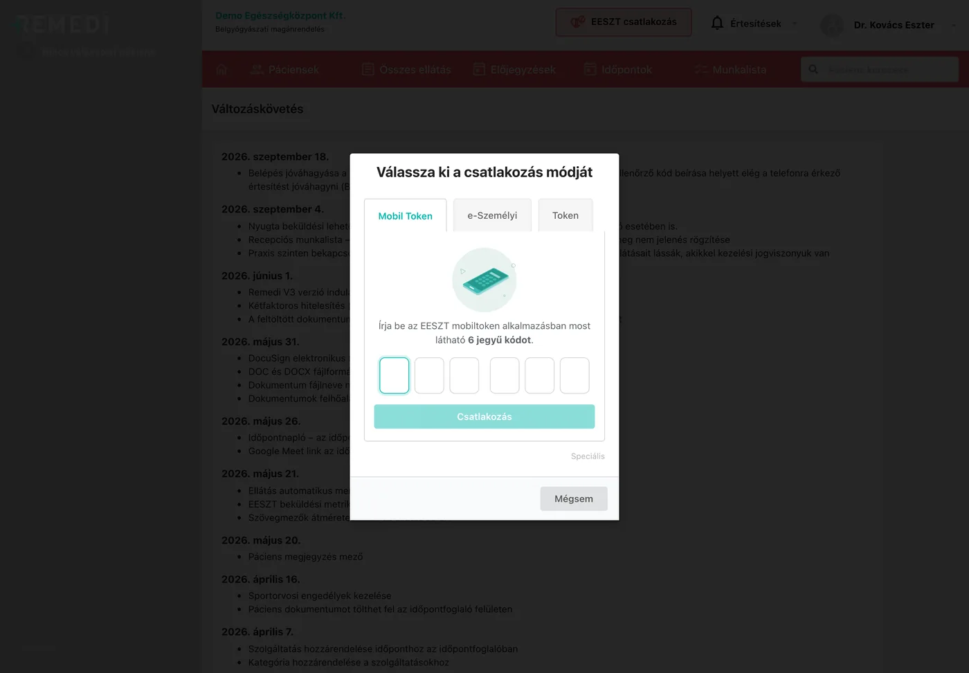 EESZT-csatlakozás a Remediben: mobilToken, e-Személyi vagy token