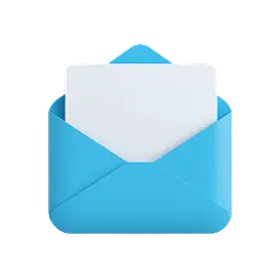 Blue open envelope with a white letter inside.