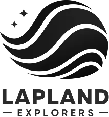 Lapland Explorers logo featuring stylized curved lines resembling a wave or landscape above the text.