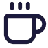 An outline icon of a steaming coffee cup, symbolizing work-life balance or breaks.