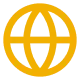 An outline icon of a globe, representing a global mindset and connectivity.