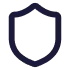 An outline icon of a shield, representing a safe and respectful workplace.