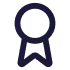 A grayscale outline icon of a medal, representing recognition and rewards.