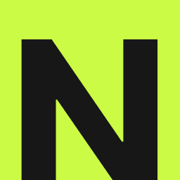 Lettre majuscule N noire sur un fond vert clair.