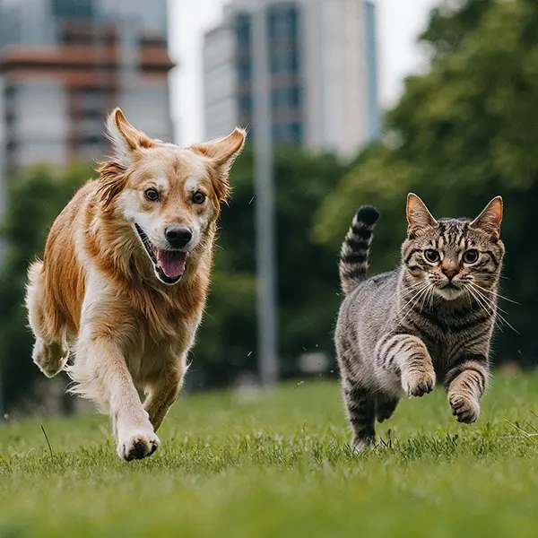 Cute Dog and Cat playing together