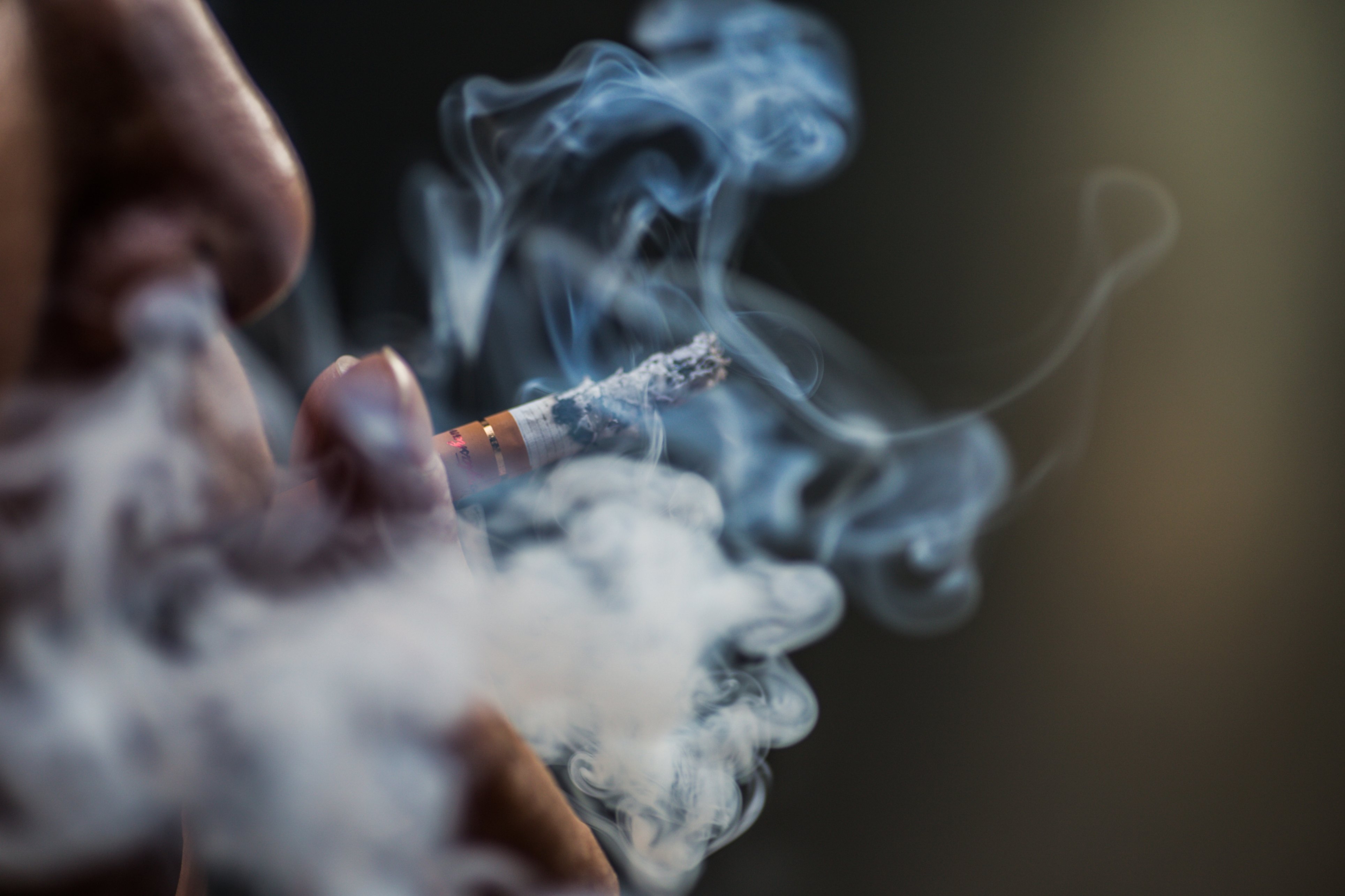Un zoom sur la fumée d'une cigarette