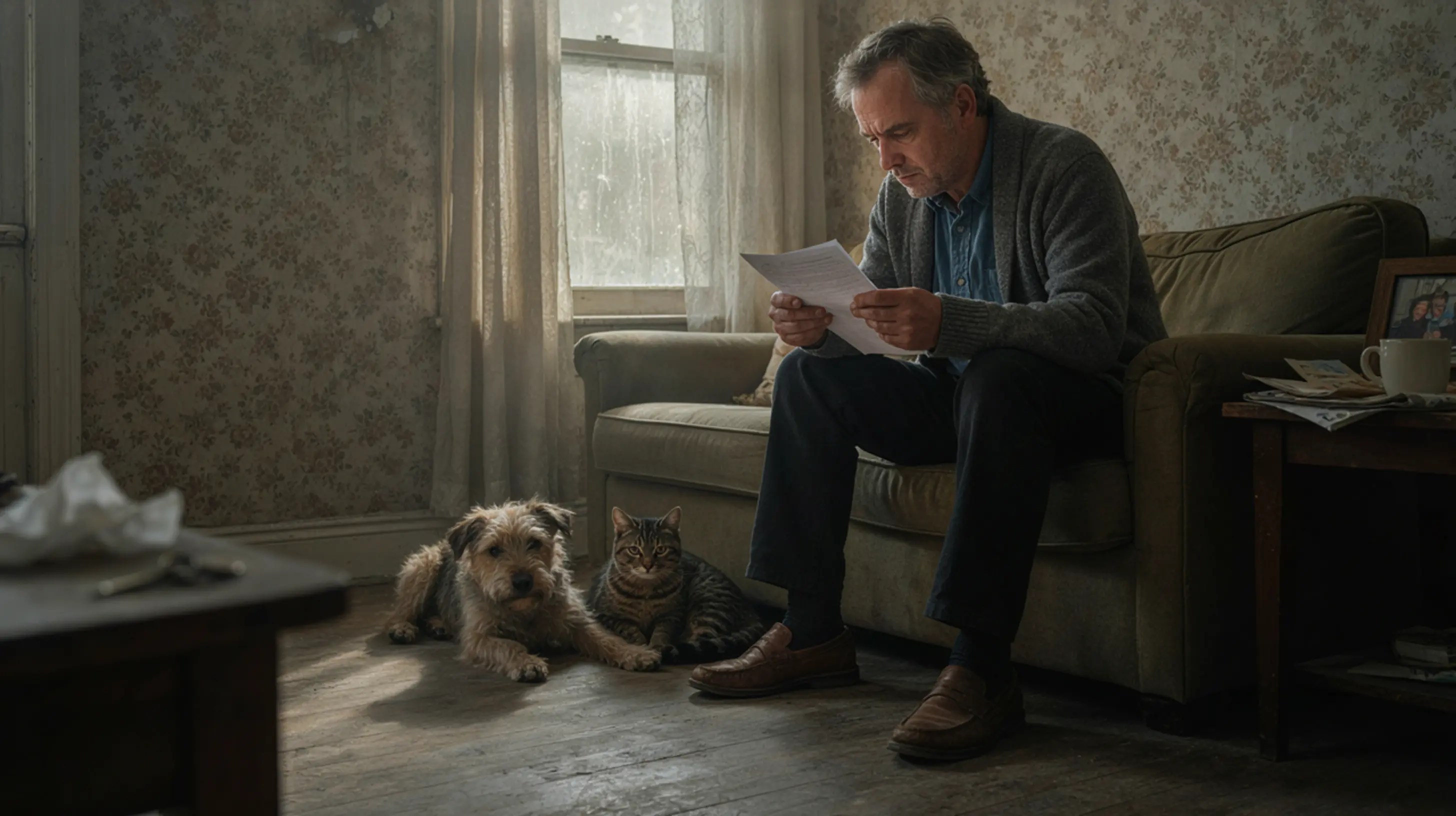 un monsieur qui lit un contrat d'assurance pour ces animaux