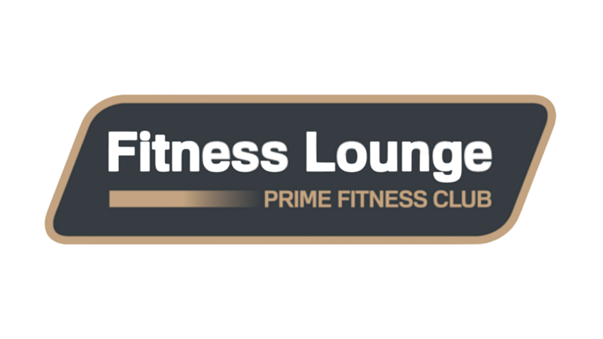 Logo des Fitness Lounge Prime Fitness Club mit dunkelgrauem Hintergrund und goldfarbenem Rand.