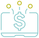 Open laptop with dollar sign on screen.