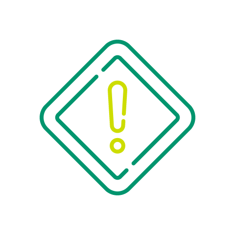 Diamond shaped sign with exclamation point.