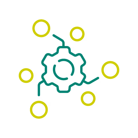 Gear with lines and circles.