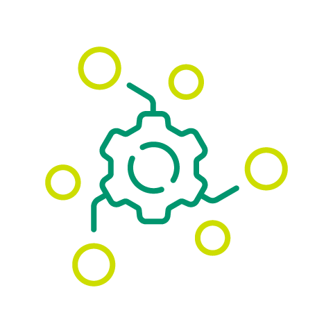 Gear with lines and circles.