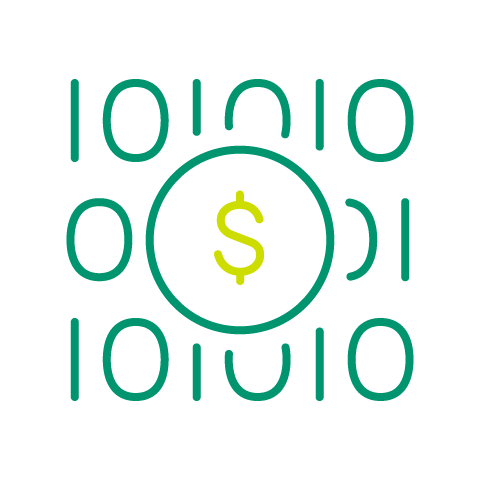 Code with dollar sign inside circle.