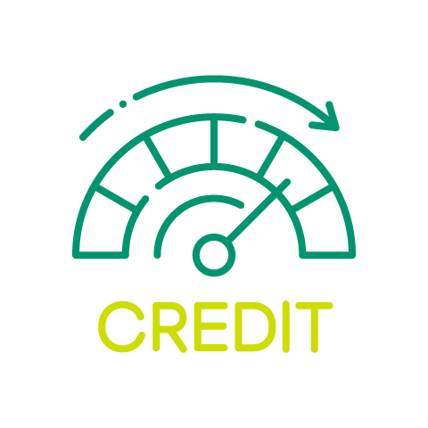 Gauge with word credit below it.