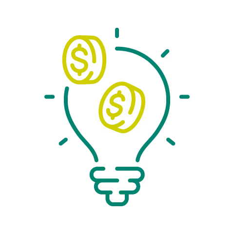 Lightbulb with two coins inside.