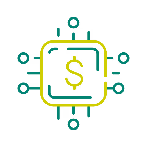 Dollar sign inside a square.