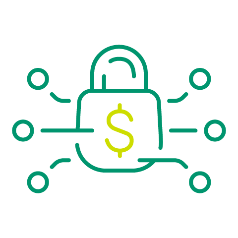 Padlock with dollar sign.