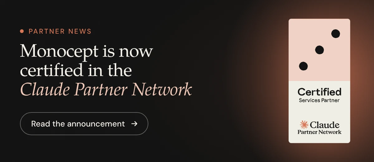 Monocept is now certified in the Claude Partner Network – Certified Services Partner badge