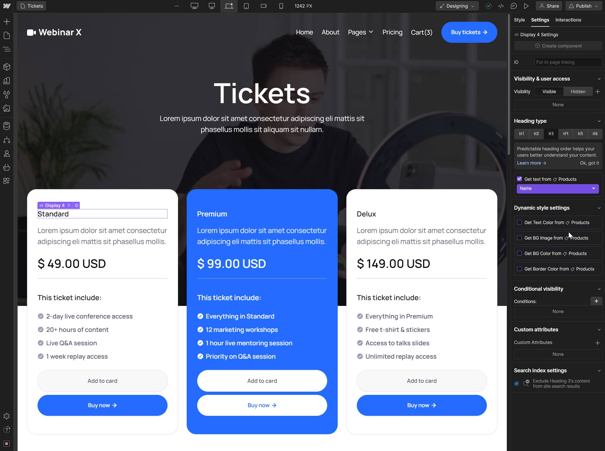 Webinar X Webflow Template And Ui Kit - Ecommerce Content