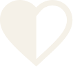 Heart shape with the left half filled and the right half outlined.