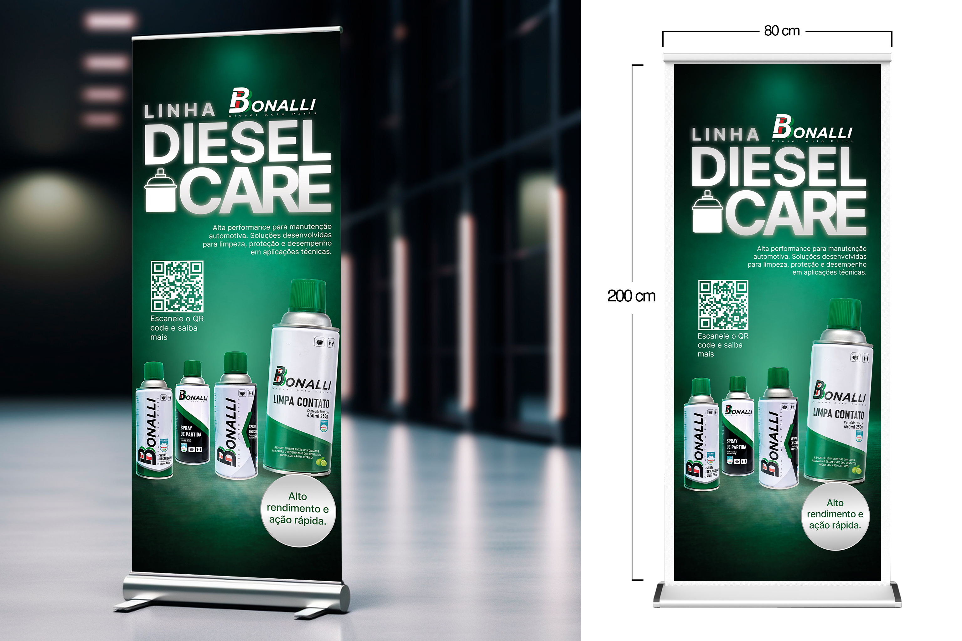Mockup comercial com a linha de sprays Bonalli