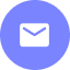 Briefumschlag-Symbol für E-Mail oder Nachricht in einem lila Kreis.