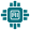 Blau-weißer vierblättriger Kleeblatt-Emoji mit Glanzeffekt.