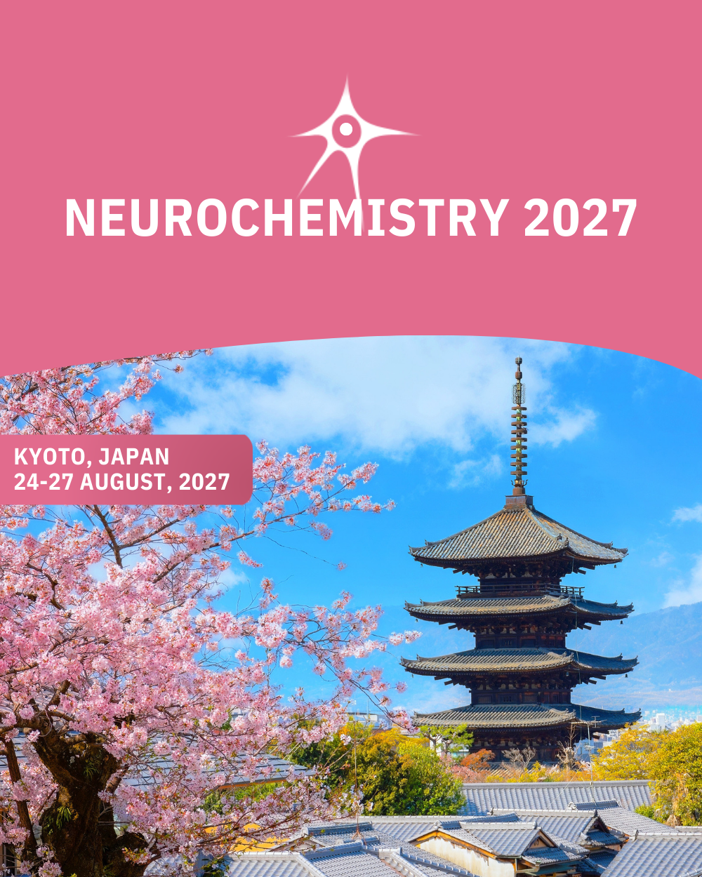 Banner for the ISN Neurochemistry 2027 conference in Kyoto, Japan