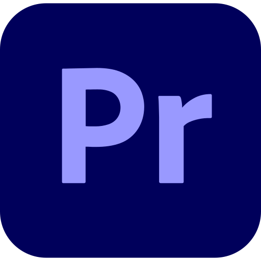 Adobe Premiere Pro logo with stylized letters 'Pr' on a dark blue rounded square background.