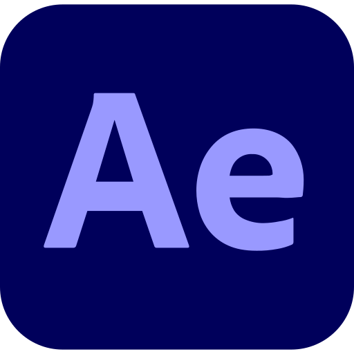 Adobe After Effects app icon with stylized light blue 'Ae' letters on dark blue rounded square background.