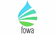 FOWA Convention & Trade Show logo with stylized water droplet and green and blue stripes