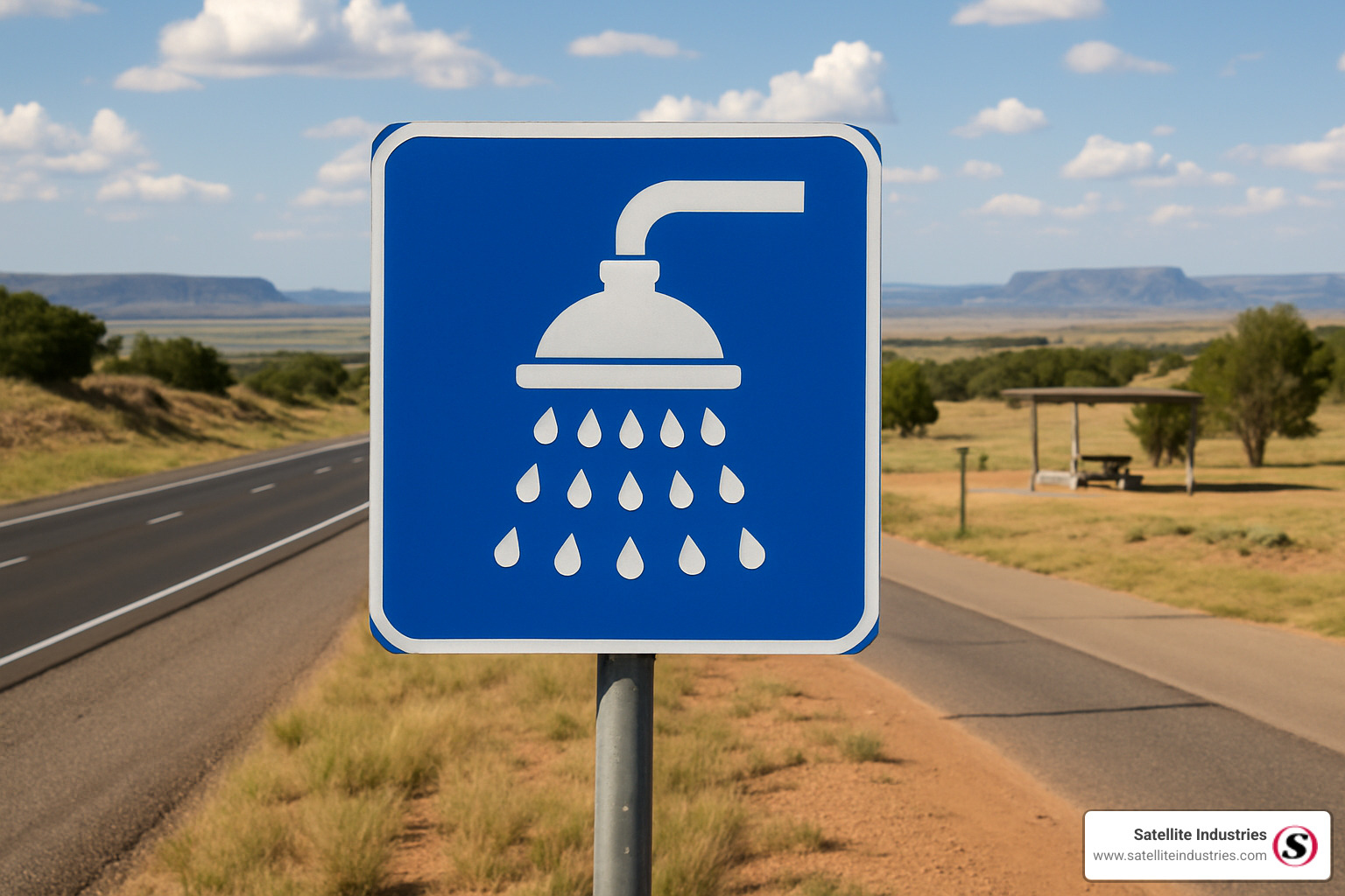 roadside sign for showers - restrooms and showers