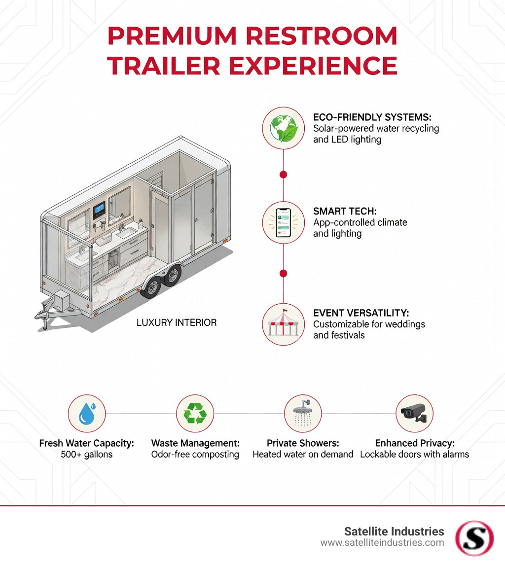 A premium restroom trailer at a neat outdoor wedding venue - Premium restroom trailers