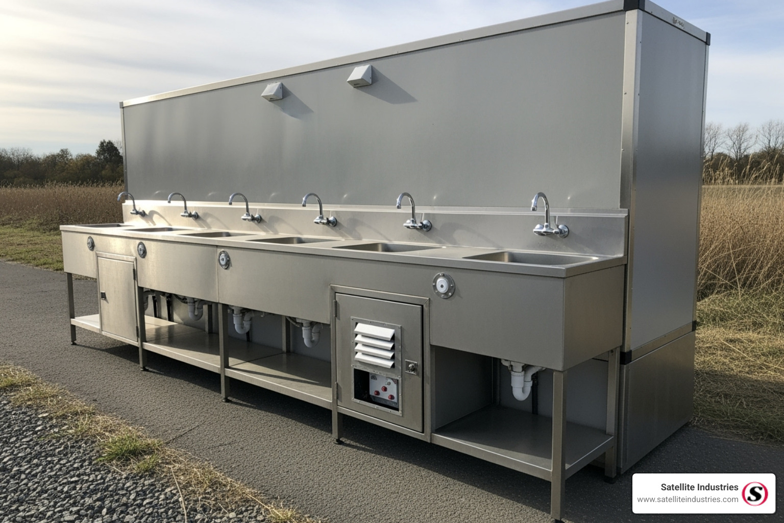 A larger, multi-station hot water unit - hand wash station hire