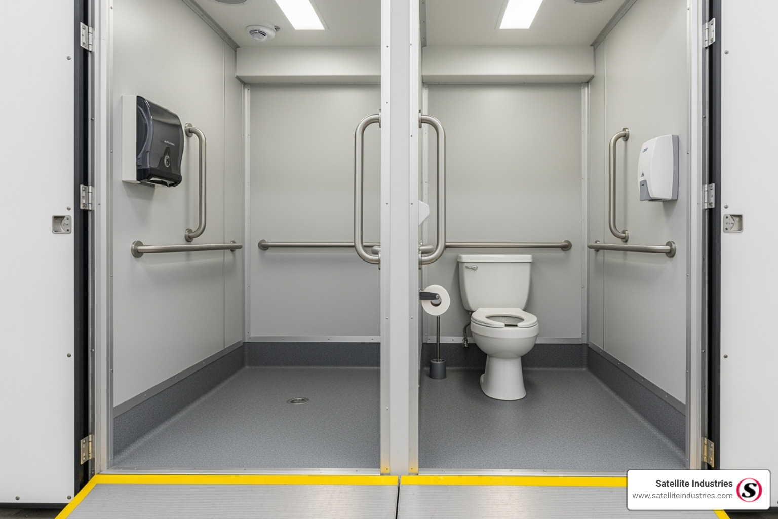 A spacious, fully ADA-compliant portable restroom - Portable toilet manufacturing