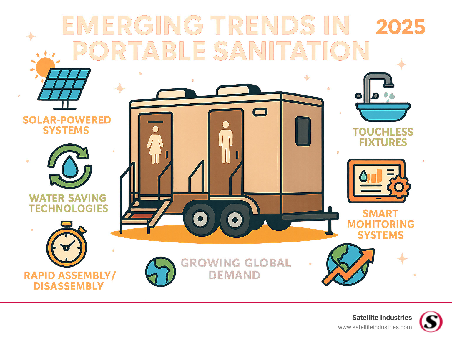 Infographic on emerging trends in portable sanitation - luxury portable toilet manufacturers infographic