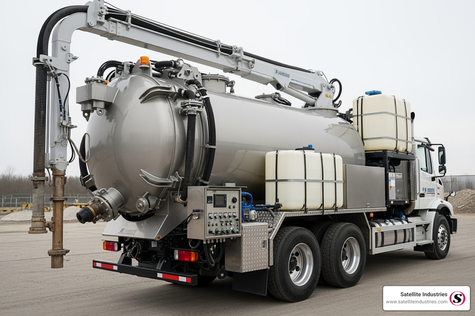image diagram labeling the main components of a hydro excavation truck - hydro excavation truck for sale