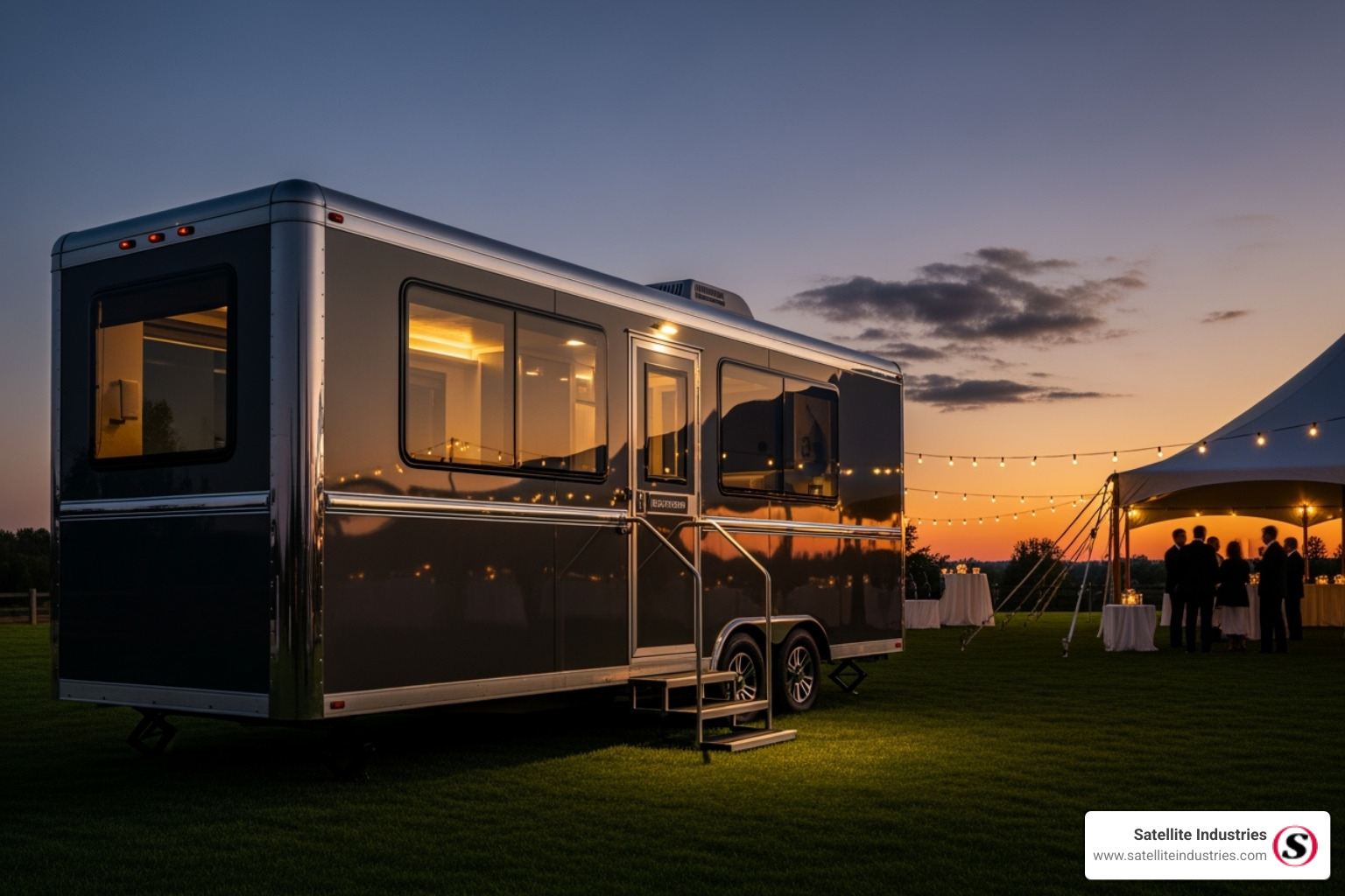 multi-stall luxury restroom trailer with separate entrances for men and women - luxury mobile restroom trailers