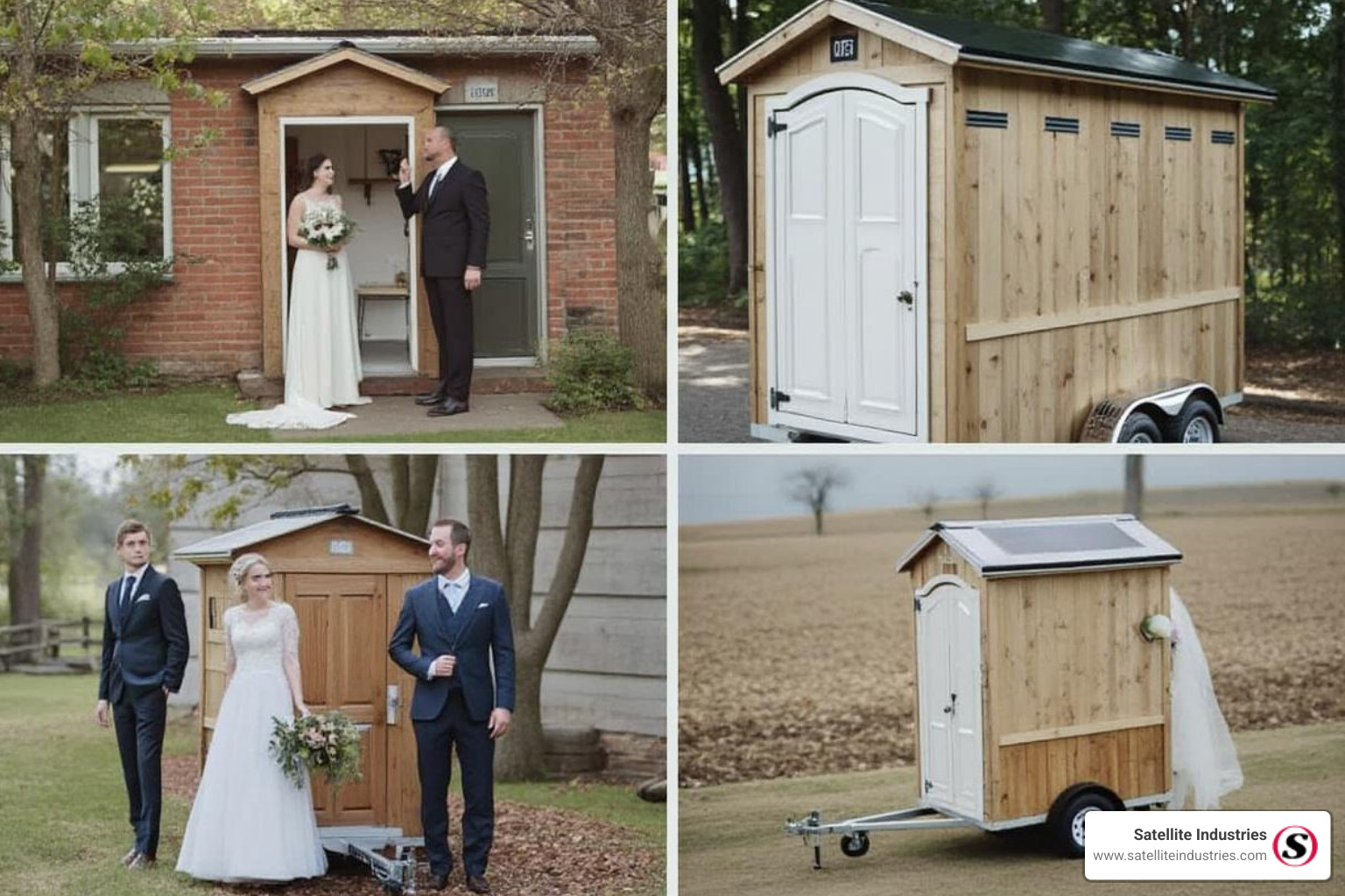 Back of a luxury restroom trailer showing power and water hookups - Wedding toilet trailer