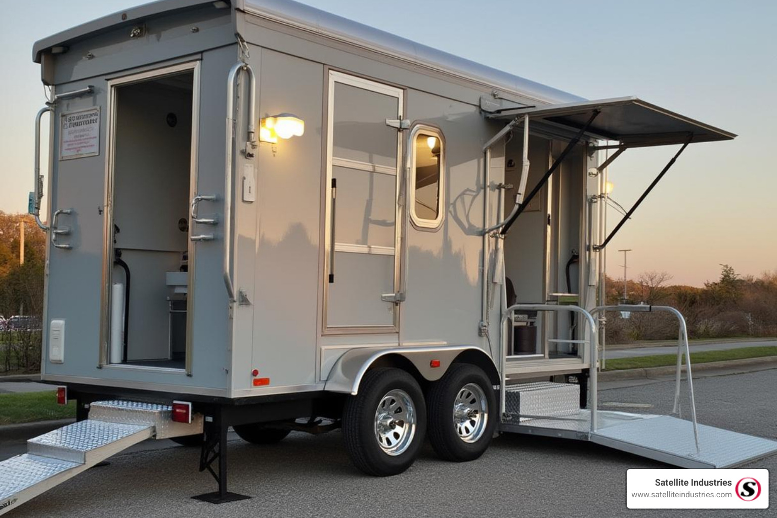 ADA-compliant luxury restroom trailer with ramp - Wedding toilet trailer
