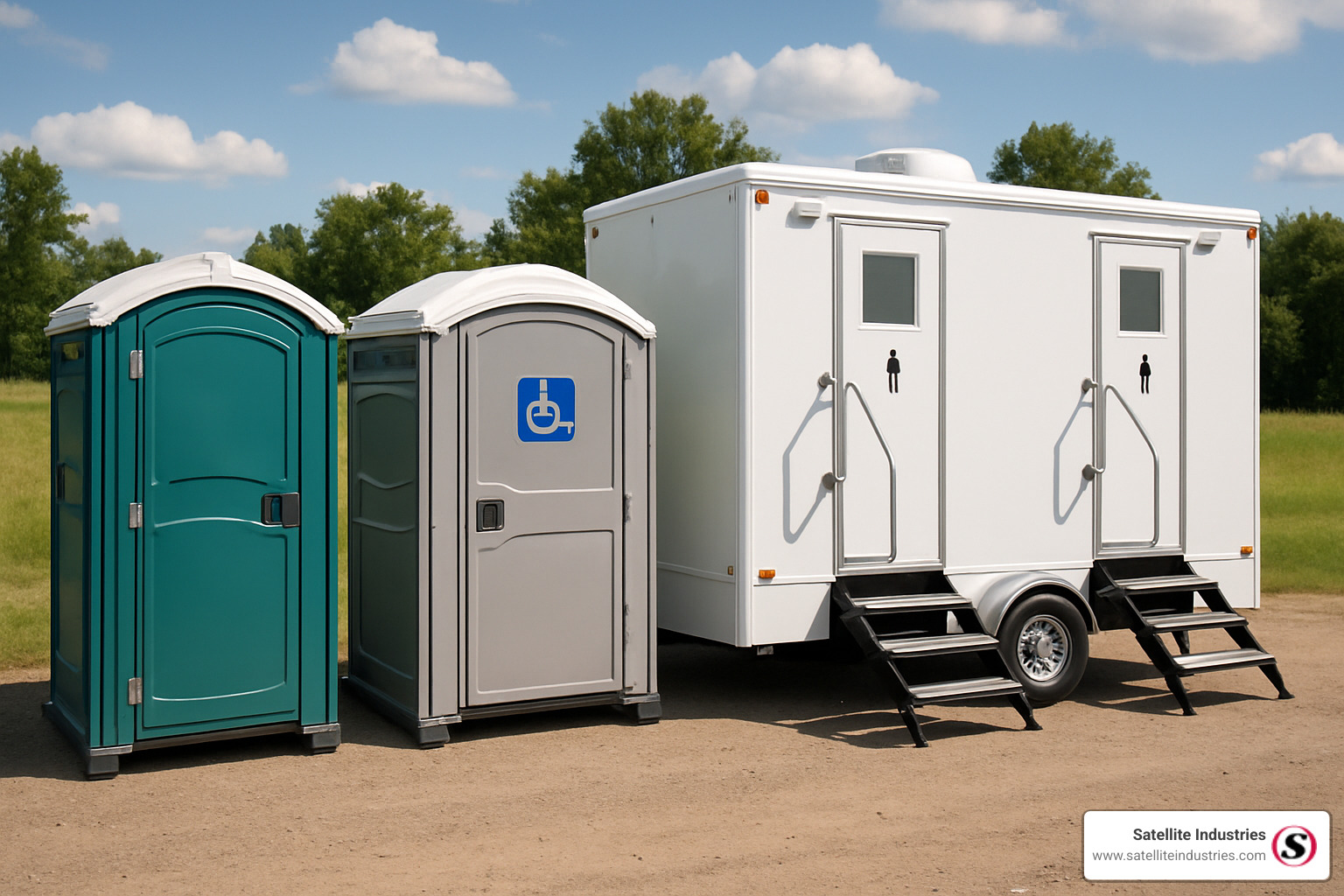 different types of portable restrooms from standard to luxury - portable restrooms