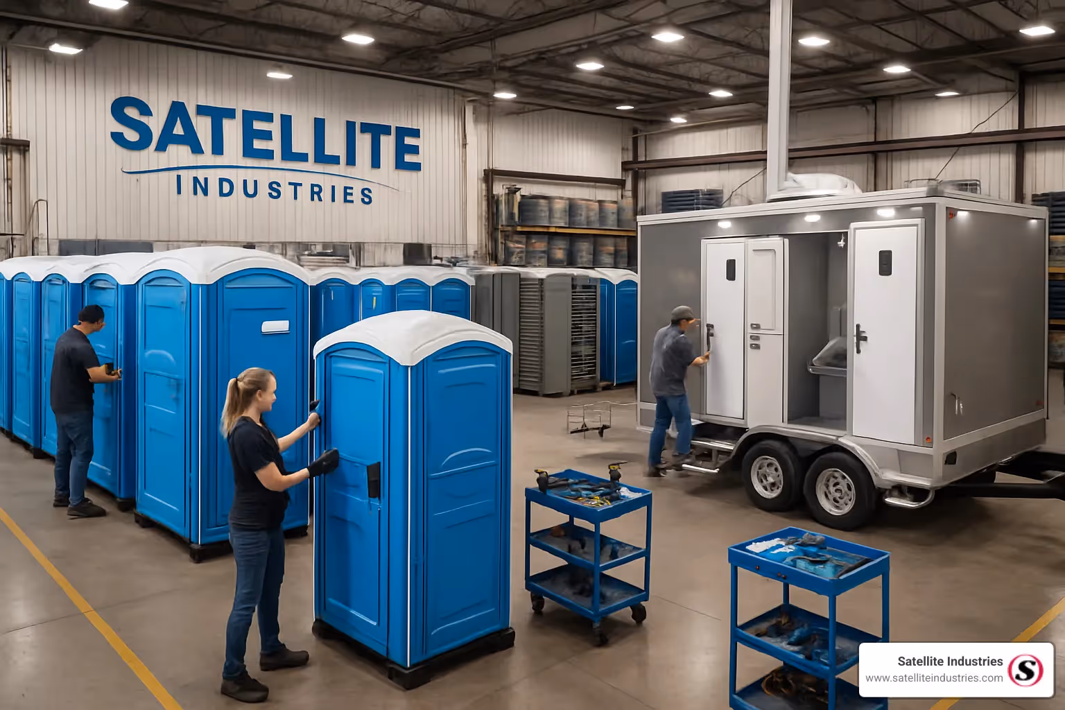 Satellite Industries portable restroom manufacturing facility - portable restrooms