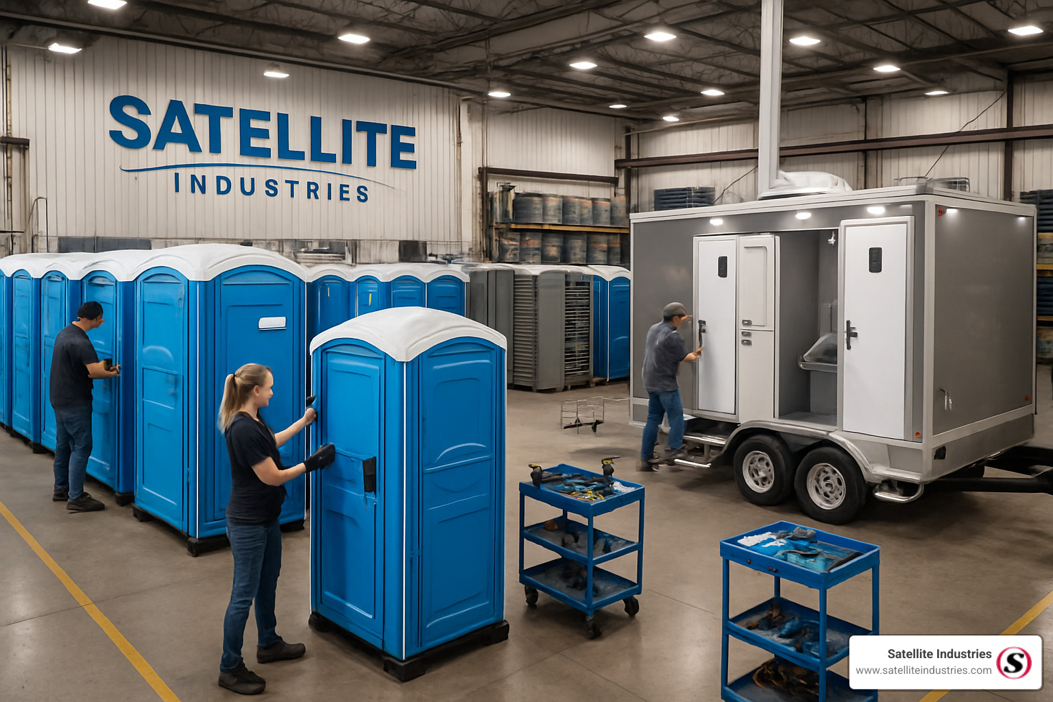 Satellite Industries portable restroom manufacturing facility - portable restrooms
