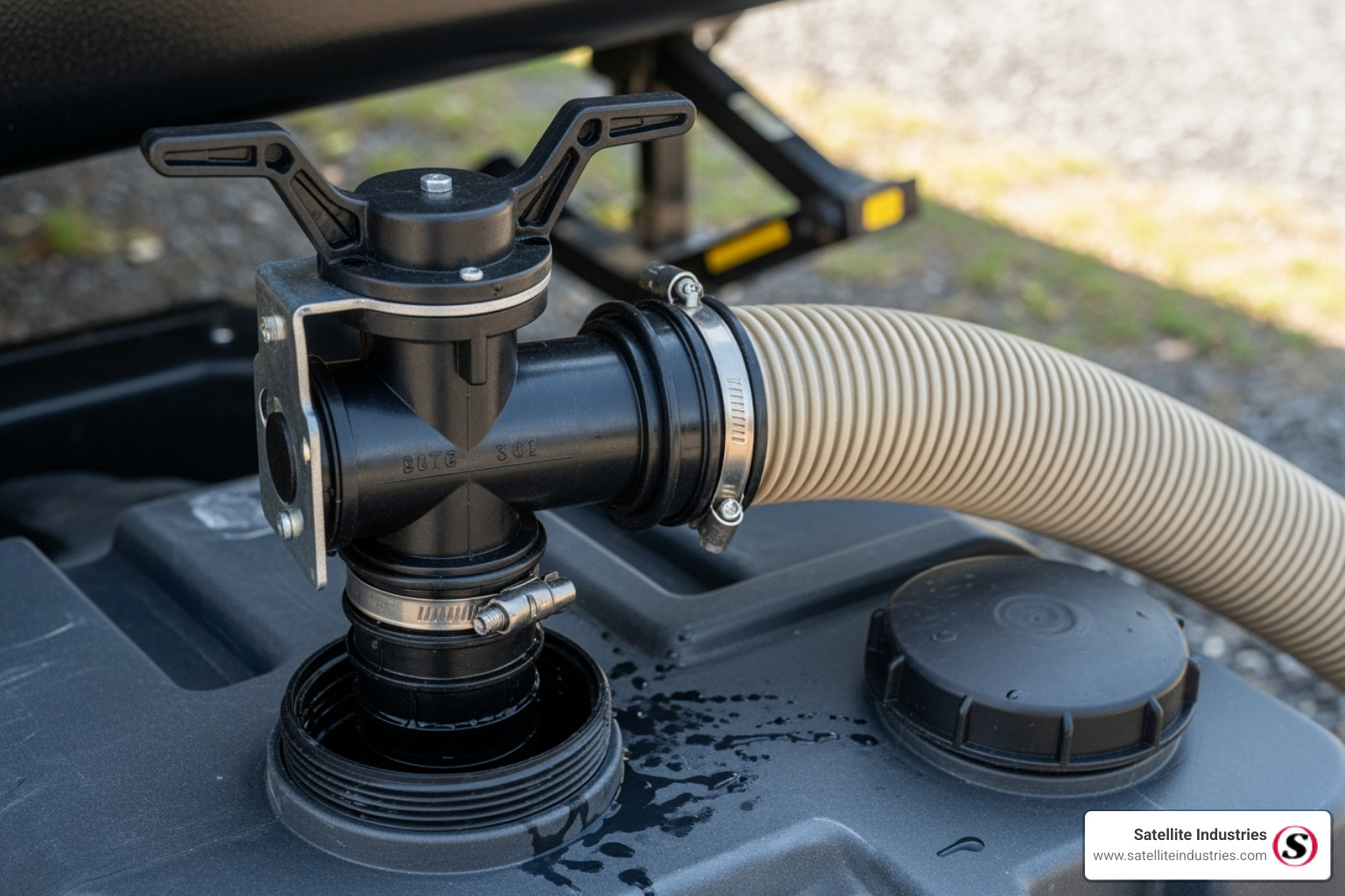 Connection from RV waste valve to tote tank - rv septic tote tank