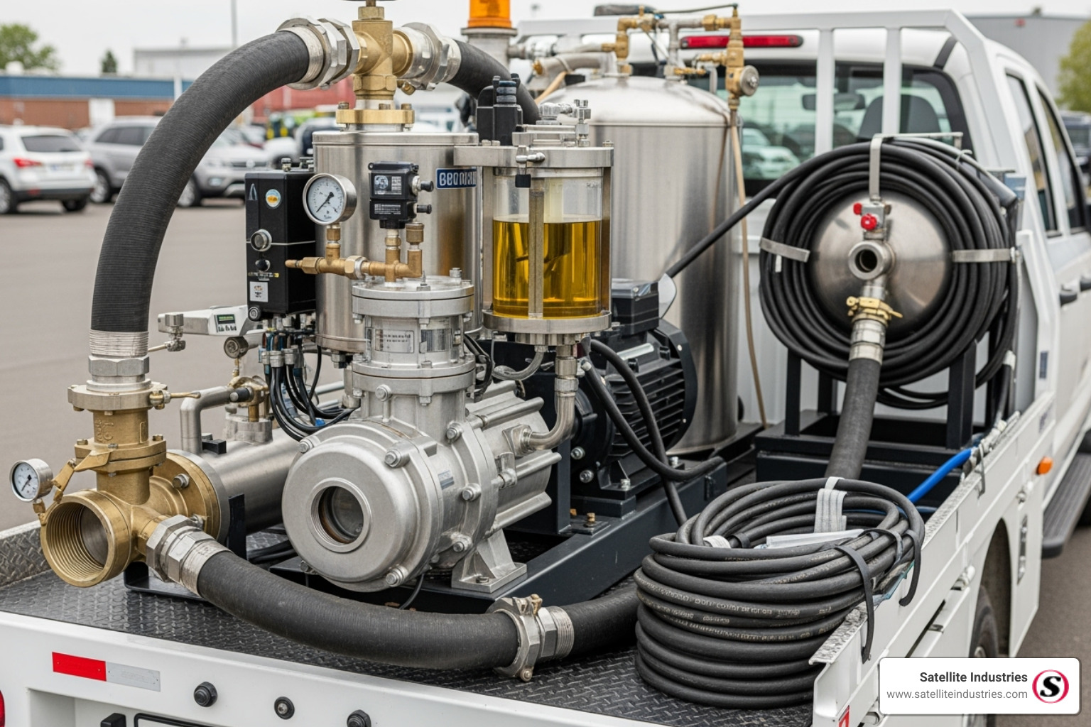clean and well-maintained vacuum pump on a truck - Liquid waste pumping