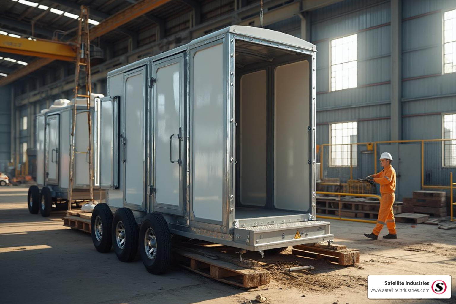 toilet trailer's durable steel frame during construction - toilet trailer manufacturer