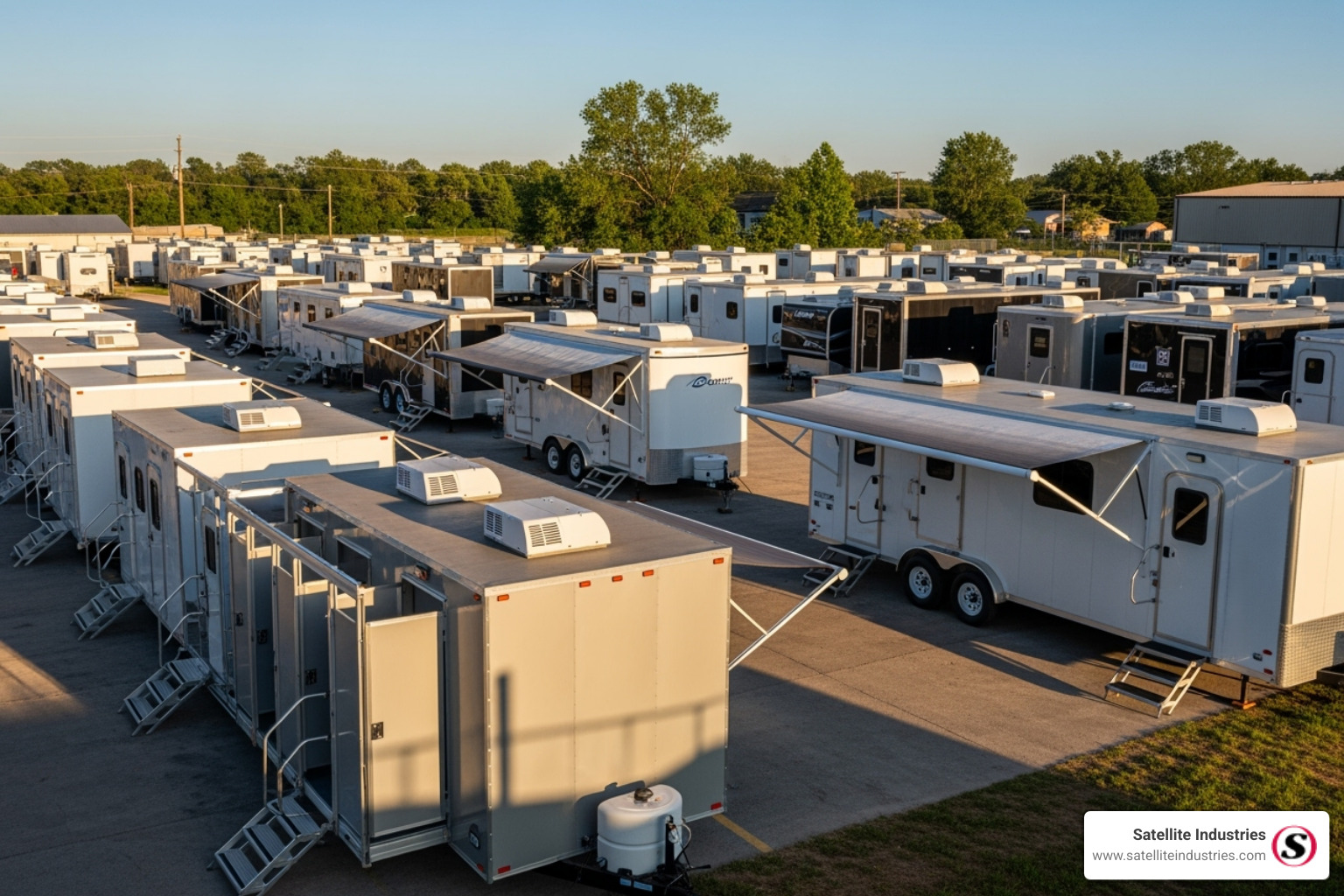 fleet of various portable sanitation trailers - shower trailers for sale used